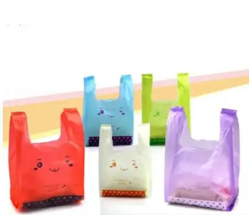Nasmeh velike plastične vrečke nakupovalna torba z ročajem za hrano arhiviranje jopič telovnik žep Supermarket Nakupovanje plastično vrečko vrečka