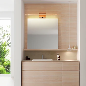Nordijska dan vrsto pogodbenih in sodobne pravega lesa, kopalnica kopalnica ogledalo kabinet svetilka toaletno mizico stene stenske svetilke jutranje