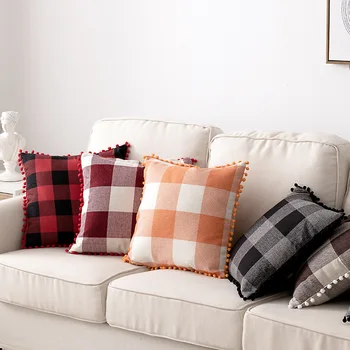 Nordijska preprost predalčni pompom blazine pokrov doma dekoracijo prevleke 45x45cm bombaža in platna, kavč, prevleke