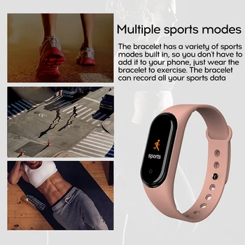 Nov M4 Smart Band Manšeta Watch Fitnes Tracker Zapestnica Barve Dotik Šport Srčni Utrip, Krvni Tlak Monitor Moški Ženske Android
