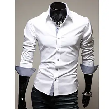 Nova Moda za Moške Luksuzni Eleganten Casual Dress Majice Dolg Rokav Slim Fit Majica Moški Slim Športna Majica