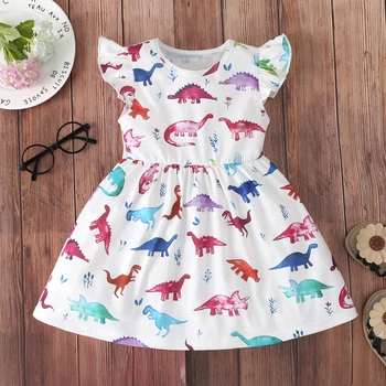 Nova Otroška Oblačila Dekle Obleko Priložnostne Barva Unicorn Dinozaver Lep Korejski Poletje Bombaž Oblačila Za Otroke, Otroci Baby Girl Obleke