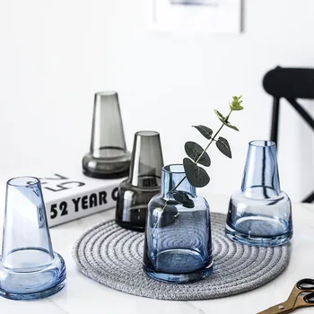 Nove Nordijske Vodi Brezplačno Stekla Cvet Vazo Dimljen Siva za Hišo Ornament Tabela Dekoracijo Vode Dvig Rastlin Steklenico