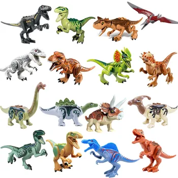 NOVO 16pcs/Set Jurassic Dinozavri Svetu Park Dinozaver Raptor Varstvo Pas gradniki Nastavite Otroci Igrače Združljiv blagovne Znamke