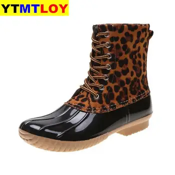 Novo Leopard gleženj škornji za ženske škornji ženski zimski čevlji Škorenjčki ženske čevlje toplo ženske pozimi škornji Botas Mujer plus velikost 43