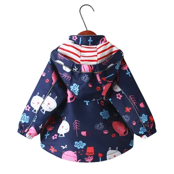 Novo pomlad jesen otrok vrh oblačila 2-9Y dekleta hooded jopiči moda živali cvjetnim tiskanja vrhnja oblačila windproof plašč za dekleta