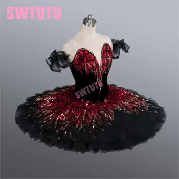 Odraslih visoke kakovosti black strokovno balet tutu swan lake baletni kostumi,rdeče balet tutu za dekleta BT9045B