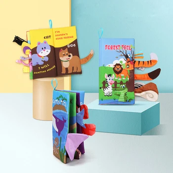 Otroci 3D Živali Repi Krpo Knjiga Zgodnjega Učenja Izobraževalne Igrače, z angleško Zgodba Mehko Krpo Razvoj Knjige Darilo za Otroka