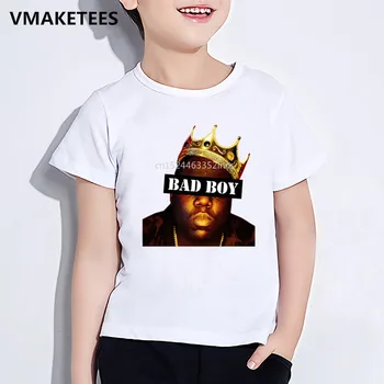 Otroci Ameriki Hip Hop Rapper Star Razvpiti Velik Natisni T-shirt Girls & Boys Biggie Smalls T shirt Smešno Priložnostne Otroška Oblačila,HKP456