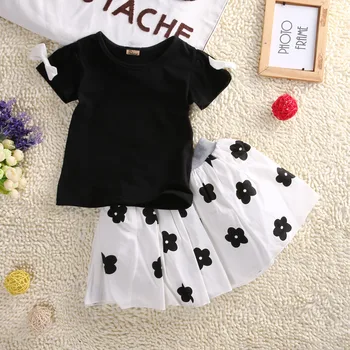 Otroci, dekleta obleke Cvet Baby Dekleta Princesa Poletje T-shirt Vrhovi Za Dekle TuTu Krilo 2pcs Set