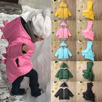 Otroci Malčke Baby Girl Boy Hoodie Zadrgo Plašč Toplo Jakno 3D Dinozaver Outwear Pozimi Otroci Oblačila Vrhovi