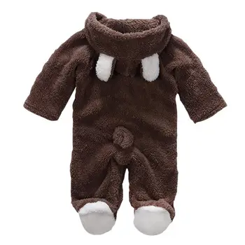 Otroške igralne obleke Pomlad Otroška Oblačila Flanela Baby Boy Oblačila 3D Cartoon Živali Medved Uho Romper Jumpsuit Toplo Novorojenega Dojenčka Romper