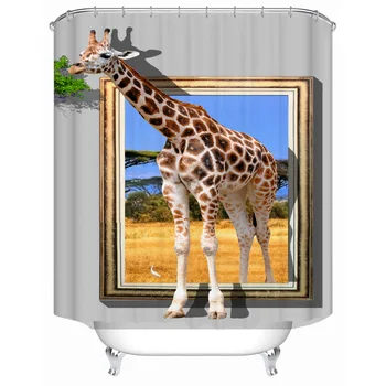 Paše žirafa poliester natisnjeni nepremočljiva tuš zavesa kopalnica particijo zavese tovarne neposredne prodaje