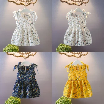 Poletje Baby Girl Oblačenja Trak Brez Rokavov Za Malčke Otroci Cvjetnim Tiskanja Obleke Ins Princesa Pageant Sundress Obleke
