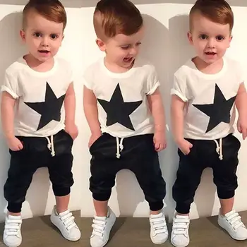 Pop Otroci Baby Bambinija Priložnostne Star T-shirt Vrh +Pantaloni Harem Obleko, 2 pz Set
