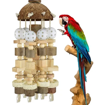 Praktično Ptica Papiga Igrača Velika Papiga Igrača Naravnih Lesenih Blokov Ptica Žvečilni Igrača Papiga Kletko Ugriz Igrače, Obleke za Papige, Makai