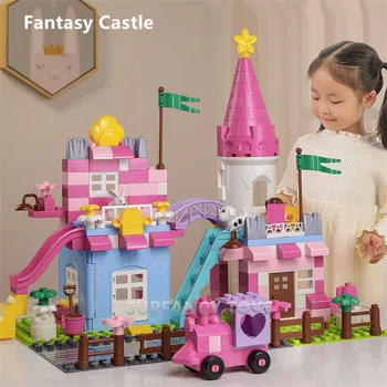 Princesa Grad Prijatelji Mestna Hiša Fantasy Vrtu Vile Model gradniki Določa DIY Ustvarjalca Opeke Izobraževalne Igrače za Dekleta