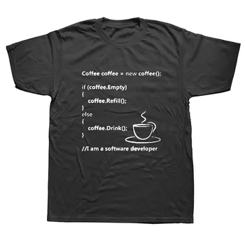 Programer Kodiranje Tee Shirt Geek Slog Priložnostne Fit Moški Majica s kratkimi rokavi Plus Bombaž Velikost Natisni T-shirt Kratek Rokav