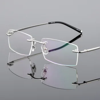 QianJing Zlitine Rimless Optična Očala Rimless Spektakel Okvir Moških Gospoda Brez Okvirjev Jasno Očala Zlato Recept Za Očala
