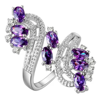 Razkošje in lepe S925 barve zaklad rdeče vijolične slive geometrični nakit ženske angažiranosti poročno darilo prstan