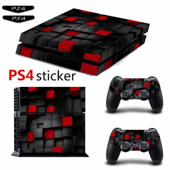 Rdeči in Črni Kvadrat Ps4 Nalepke Vinil Kritje Nalepko PS4 Kože za Konzolo PS4 in 2 Krmilniki
