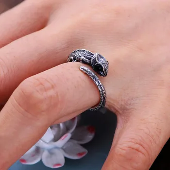 Resnična 925 sterling srebro Kameleon naravnega kamna nastavljiv zaročni prstan moški ženske blagovne znamke nakit R1
