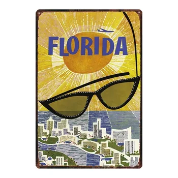 Retro Mesta Florida Mehiškem Zalivu Zanikrni Elegantna Tin Prijavite Kovinske Plošče, Iz Železa Plakat Steno, Bar, Restavracija, Domače Umetnostne Obrti Dekor