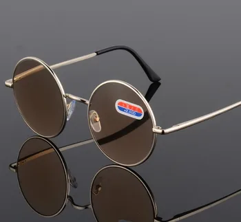 Retro ženske krog Obravnavi Očala-full-platišče kovinsko moških kristalno leče branje Farsightedness +100 +150 +200 +250 +300 +350 +400