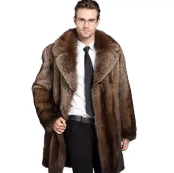 Rjavo umetno mink usnjeno jakno mens pozimi zgostitev toplo krzno, usnje, usnjeni plašč moški, ohlapne jakne jaqueta de couro moda