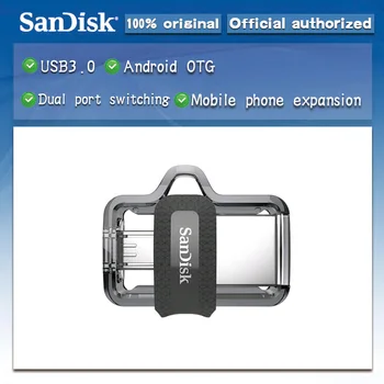 SanDisk SDDD3 Dvojno OTG USB ključek 16gb 32gb 150 M/S USB 3.0 Pero Pogoni 64gb 128GB za Android podporo 0fficial Preverjanje