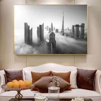 Skyline Dubaj Centru Platno Umetniške grafike Dubaj Geografija Plakatov in Fotografij Platna Slike za Spalnico Cuadros Dekor