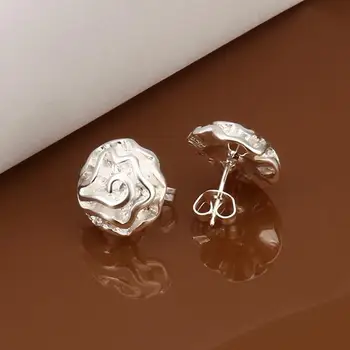 SMTCAT Rose Cvet Nastavite srebrni Nakit sklopov Ogrlice Uhani prstan bangle velikosti 8 18 inch Žensk na debelo afriški nakit set