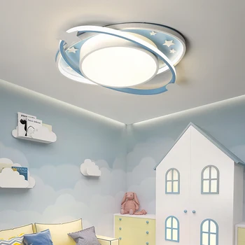 Sodobna Ovalne LED Stropna Luč Nordijska Zatemniti Svetilko z Oddaljenim Modra, Roza Obroč Lestenec Razsvetljave za Otroke, Spalnico, Kuhinjo, Mansarda