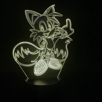 Sonic Hedgehog 3D Lučka za Osvetlitev Repi Slika Akril LED Nočna Lučka Otroci Igrače Dom Dekoracijo Luminaria Svetlobe Božično Darilo