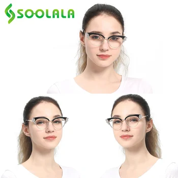 SOOLALA Anti Modra Svetloba Okrasnih Cateye Obravnavi Očala Ženske Ženske Očala Presbyopia Obravnavi Očala +0.5 4.0