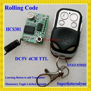 Sprejemnik Rolling code Modul RF Oddajnik Brezžični Daljinski Nadzor super-heterodinske DC3-5V Učenje kodo 4CH TTL Izhod