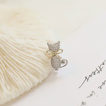 Srčkan mini velikosti bowknot kristalno mačka broške za ženske srajco ovratnik dodatki, lepa žival broška otroci darila, modni nakit