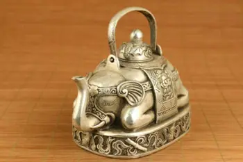 Starine veliki kitajski stari Tibet srebrni kip slona čaj pot domov dekoracijo