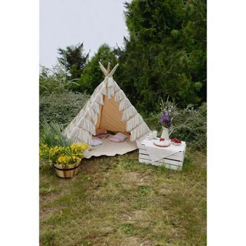 Tanko Vinil Fotografija ozadje kampiranje šotor otroštva narave cvetje novorojenega dečka fotografijo prilagodite kulise S-1362