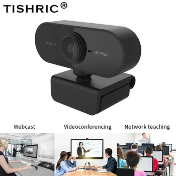 TISHRIC Full HD Webcam 1080P Spletna Kamera Z Mikrofonom Za Računalnik samodejno ostrenje USB Webcam 360 ° vrtljivost PC/Računalnik, Fotoaparat