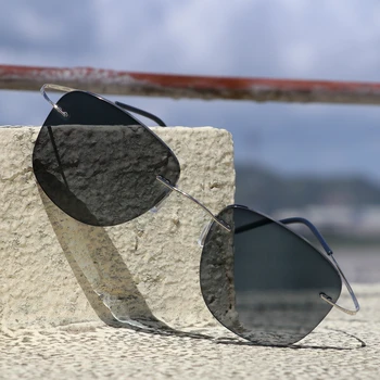 Titana Prehod Letalstva sončna Očala Photochromic Obravnavi Očala Rimless Očala Moških z Dioptrije