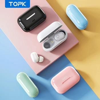 TOPK T12 TWS Bluetooth Slušalke 5.0 Brezžične Slušalke Touch Kontrole Pravi Brezžični Čepkov V Uho Stereo Slušalke