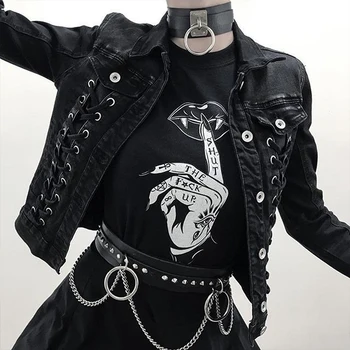 Tujec Baby Lobanje Prsti Smešno Natisnjeni Ženske Grafični T Srajce Ženski Punk Stil Tshirt Gothic Oblačil Heavy Metal Black Vrhovi