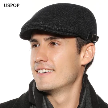 USPOP Moških berets Pozimi kariran berets nastavljiv vizir skp moški letnik baretka klobuki
