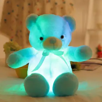 Ustvarjalne prižgejo LED medvedek Nagačene Živali Plišastih Igrač Pisane Žareče Božično Darilo za Otroški Vzglavnik