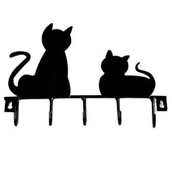 Ustvarjalne Železa Mačka Oblike 5 Steni Kljuke Vrat Shranjevanje Obešalnik Kuhinja, Kopalnica, Brisačo, Pokrivalo Plašč Rack