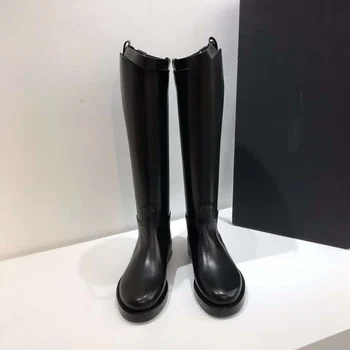 Vallu 2020 jeseni in pozimi novih celotno cowhide navaden priložnostne moda gozd žensk visoki škornji