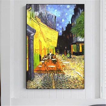 Van Gogh Kavarna Terasa Na Noč Znanih Oljna slika Reprodukcija na Platno Plakatov in Fotografij Stenskih slikah, Dnevna Soba Dekor