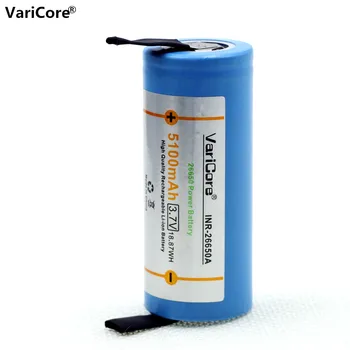 VariCore 26650 litijevo baterijo, 3,7 V 5100mAh, 26650 baterije za ponovno polnjenje, 26650-50A primerna svetilka+ DIY listi Niklja