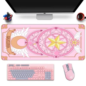 Velika Anime Roza Clow Kartico Mousepad Igralec Srčkan Kawaii XL Gume Gaming Mouse Pad Otaku Zaklepanje Rob Laptop Notebook Desk Mat